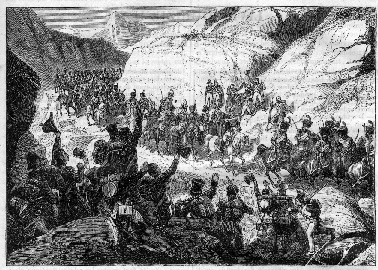 الحروب النابليونية / بداية الحملة الإسبانية ، 5 نوفمبر 1808 - دخول نابليون إلى إسبانيا على رأس قواته - في "Histoire de l'empire faisant suite a l'histoire du consulate" بقلم Adolphe Thiers -1879 - مجموعة خاصة بواسطة المدرسة الفرنسية