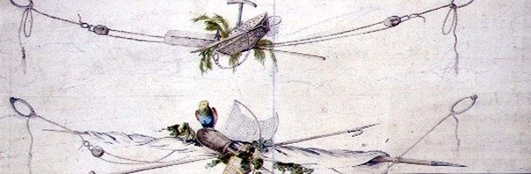 بحري تصميم كارتوش ببغاء ، حوالي 1800 (ألوان مائية على ورق) بواسطة المدرسة الفرنسية