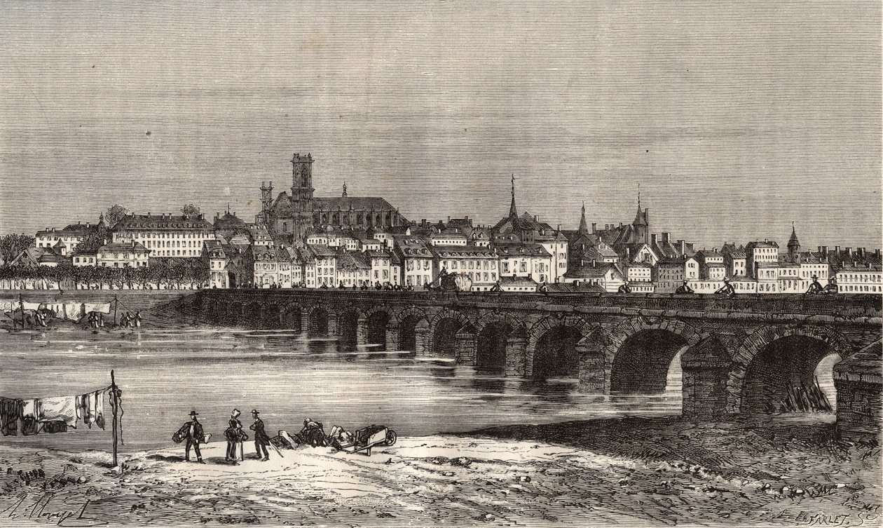 Nevers - Nievre en region Burgundy - نقش في "La France illustree: الجغرافيا والتاريخ والإدارة الإحصائية" بقلم V.-A. الشعير براون. 1884 بواسطة المدرسة الفرنسية