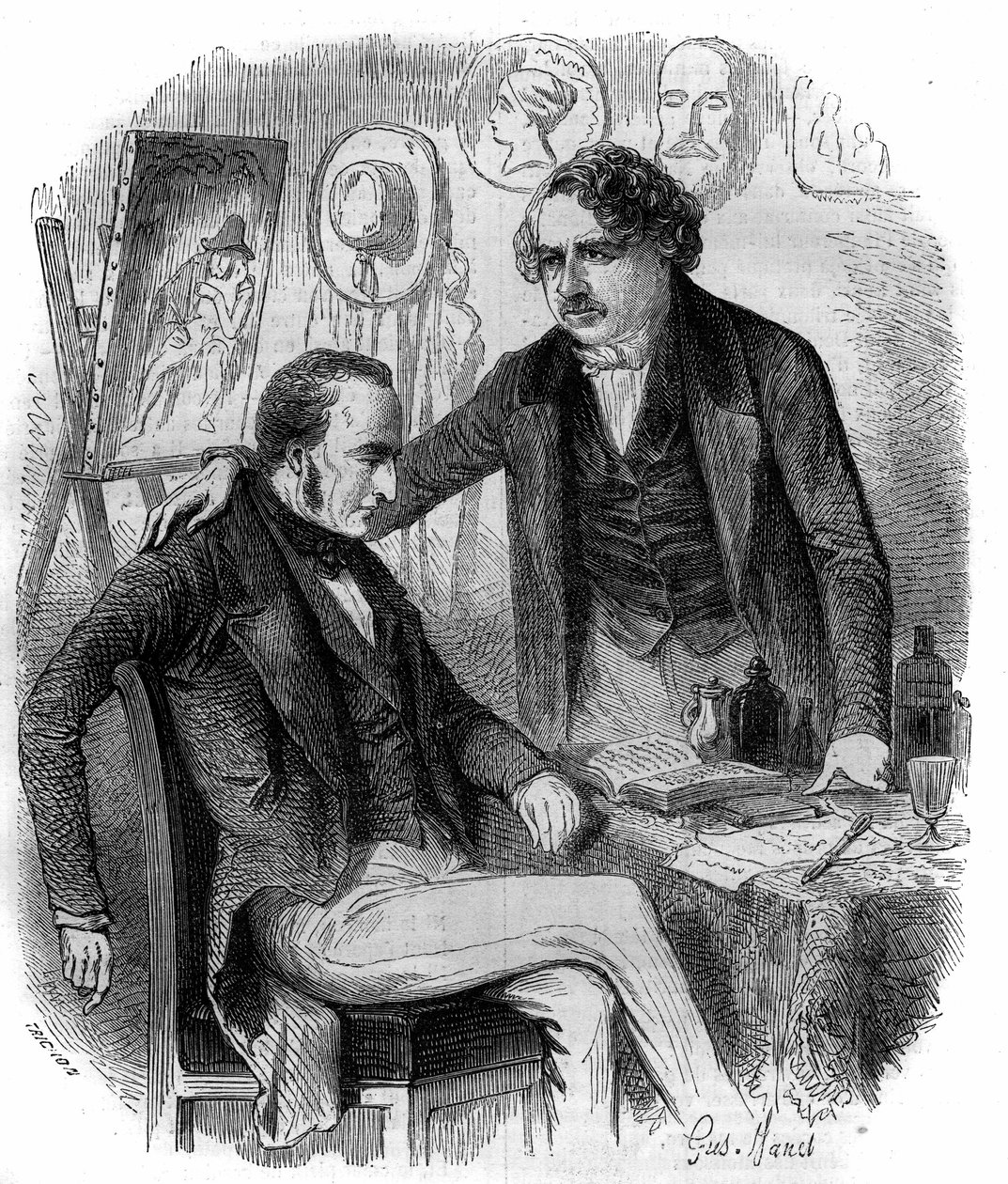 Nicephore Niepce (1765-1833) و Louis Daguerre (1787-1851) ، مخترعون فرنسيون ، رواد التصوير. نقش من 1852. بواسطة المدرسة الفرنسية
