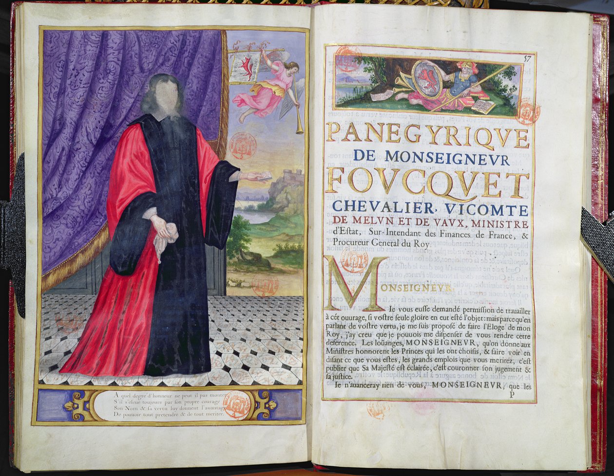 نيكولاس فوكيه (1615-1680) التوضيح من Les Panegyriques des Hommes Illustres de Notre Siecle بواسطة بوجيه دي لا سير ، 1655 بواسطة المدرسة الفرنسية