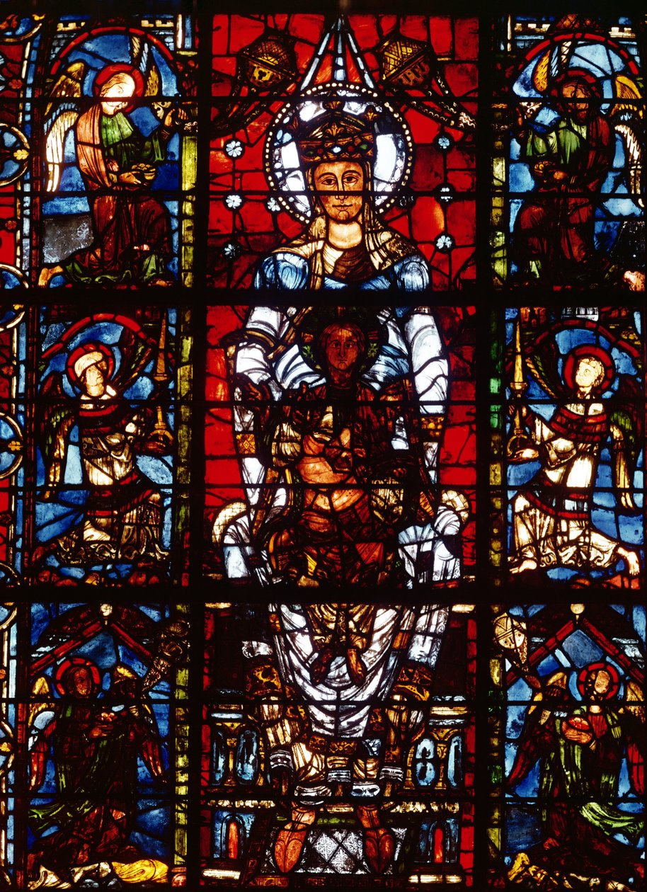 Notre-Dame de la Belle Verriere ، من الجوقة الجنوبية (زجاج ملون) (تفاصيل 98069) بواسطة المدرسة الفرنسية