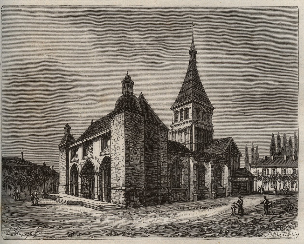 Notre Dame de Wassy - هوت مارن في منطقة شامبين-أردين - نقش في "La France illustrie: الجغرافيا والتاريخ والإدارة الإحصائية" بقلم V.-A. الشعير براون. 1884 بواسطة المدرسة الفرنسية
