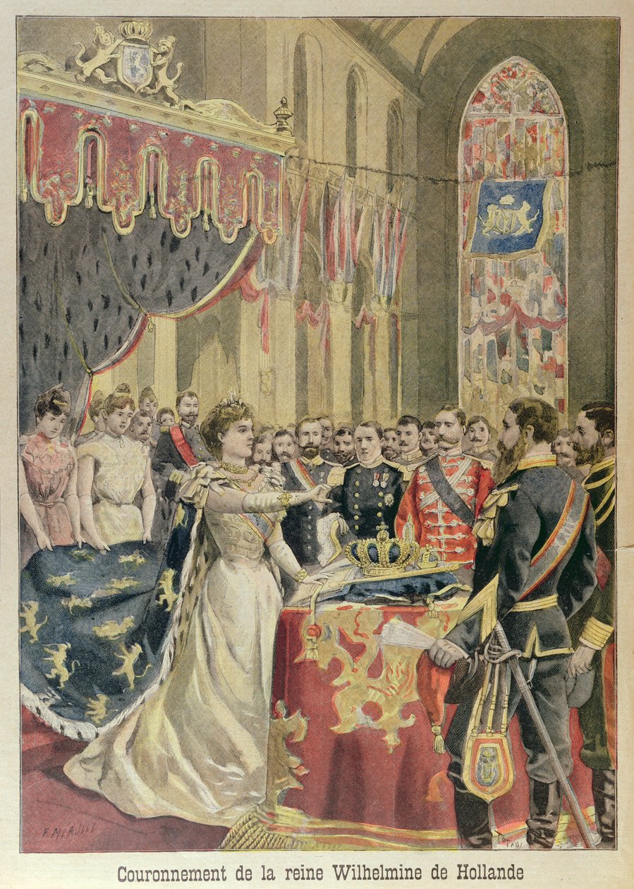 قسم دستور الملكة فيلهيلمينا (1880-1962) في نيو كرك (الكنيسة الجديدة) أمستردام ، 31 أغسطس 1898 ، توضيح من لو بيتيت جورنال ، سبتمبر 1898 بواسطة المدرسة الفرنسية