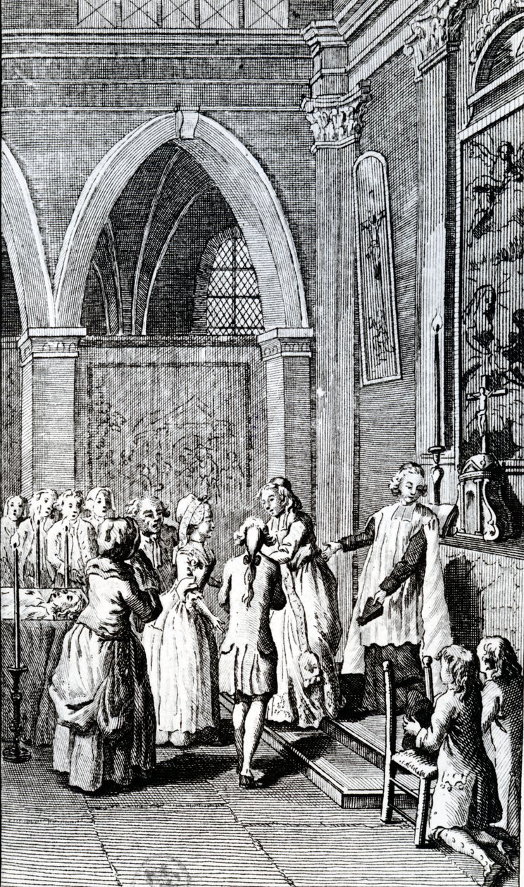 الطاعة ، التوضيح من La Vie de Mon Pere بواسطة Restif de la Bretonne بواسطة المدرسة الفرنسية