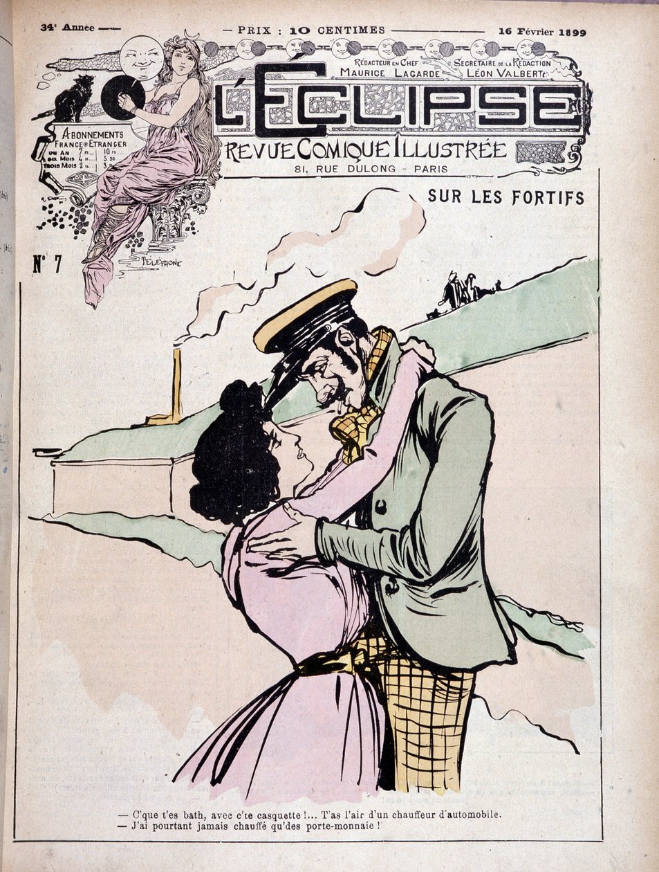 على التحصينات: الولد الشرير (السفاح) وصديقته - couv. "" الكسوف "" "بتاريخ 16/2/1899. بواسطة المدرسة الفرنسية