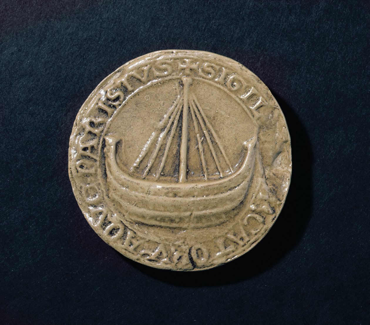واحدة من أقدم الأختام الباقية لمدينة باريس ، c.1210 (شمع) بواسطة المدرسة الفرنسية