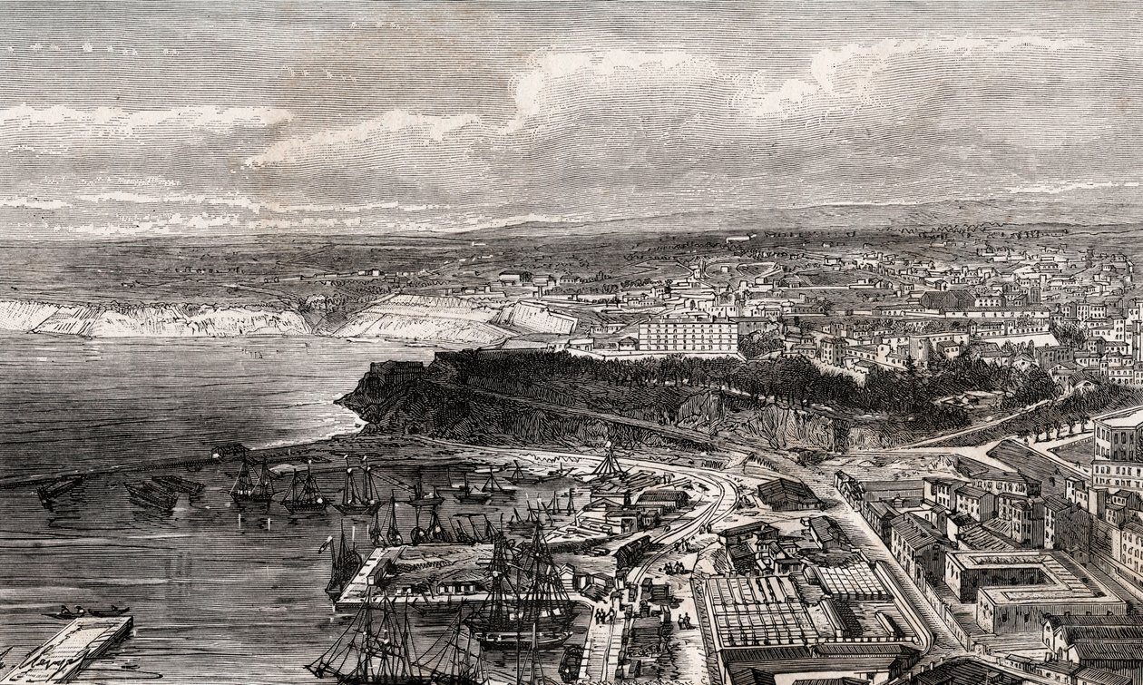 وهران - الجزائر - نقش في "" La France illustree: الجغرافيا والتاريخ والإدارة الإحصائية "لـ VA Malt-Brown. 1884 بواسطة المدرسة الفرنسية
