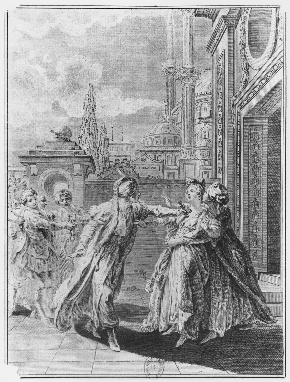 قتل Orosmane زائير ، التوضيح من الفصل الخامس من &39;زائير&39; فولتير (1694-1778) بواسطة المدرسة الفرنسية