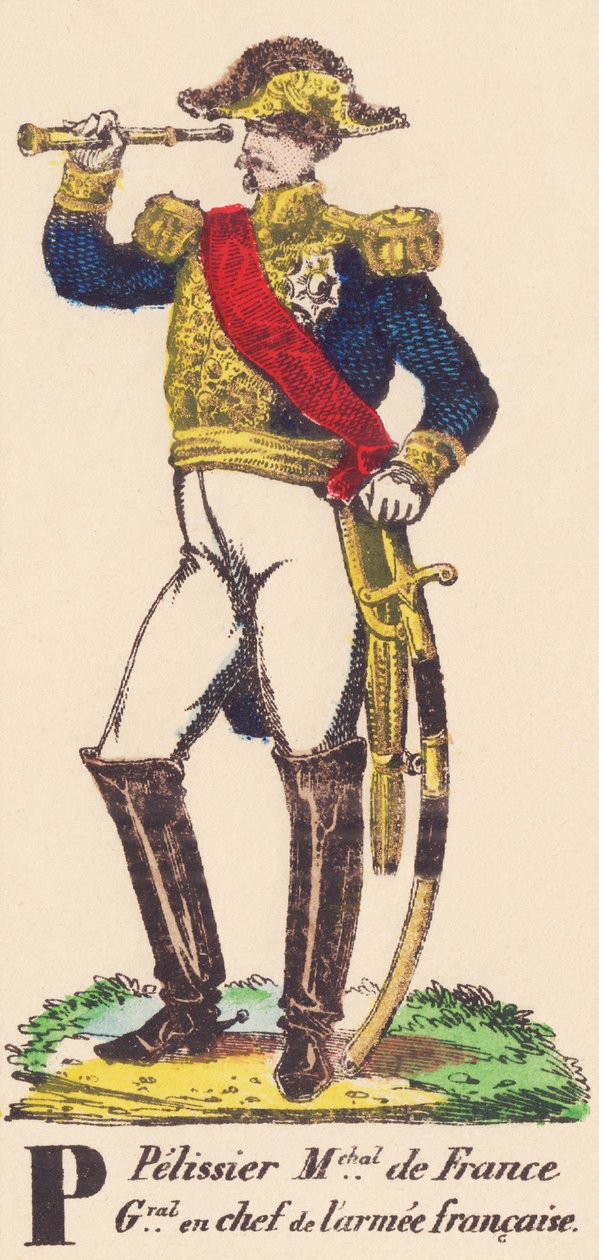 ؛ P: Pélissier (Aimable) Maréchal de France (عام 1855) ، القائد العام للجيش الفرنسي (1794-1864) بواسطة المدرسة الفرنسية