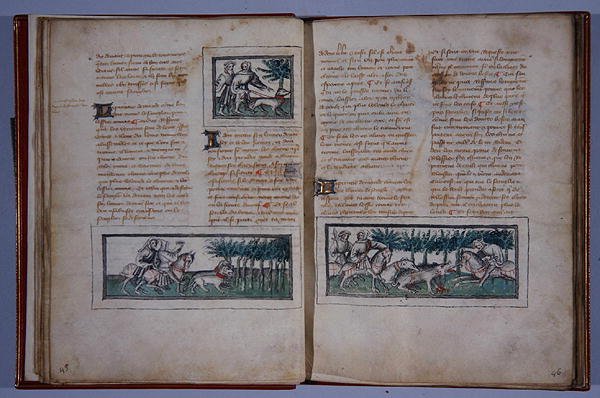 الصفحات 57 و 58 ، من Le Livre du Roy Modus et de la Royne Racio ، بقلم Henri de Ferrieres ، c.1420 (قلم وحبر ومرحاض على ورق) بواسطة المدرسة الفرنسية