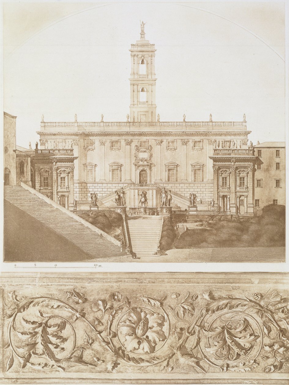 Palazzo Senatorio ، الكابيتول ، روما ، من شظايا dArc architectureé de Moyen Age et de la Renaissance ، محفورة بواسطة Jules Adolphe Chauvet (م 1828) بواسطة المدرسة الفرنسية
