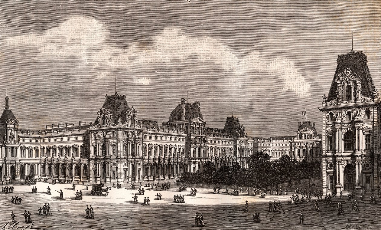 Paris Le Louvre - نقش في "فرنسا اللامعة: الجغرافيا والتاريخ والإدارة الإحصائية" بواسطة V.A. Malt-Brown. 1884 بواسطة المدرسة الفرنسية