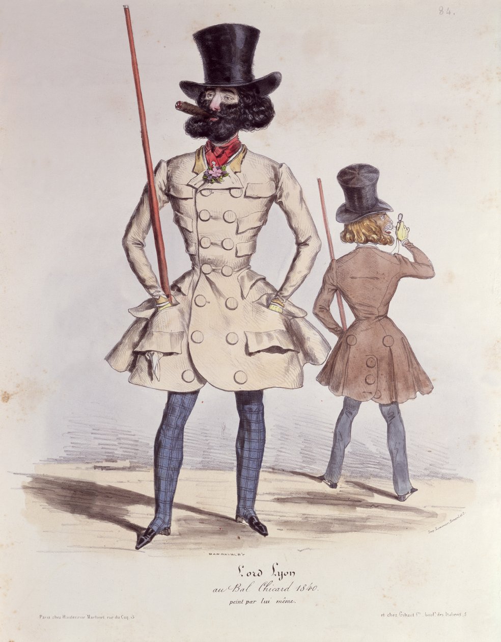Dandies الباريسية في Bal Chicard ، 1840 (لون ليثو) بواسطة المدرسة الفرنسية