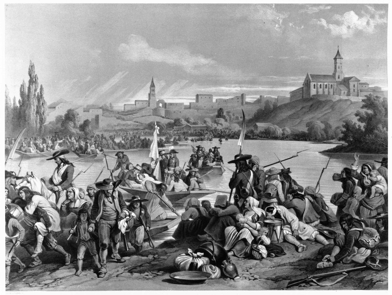 Passage of the Loire by the Vendée Armee, October 1793 - coll. museum Dobrée, Nantes. بواسطة المدرسة الفرنسية