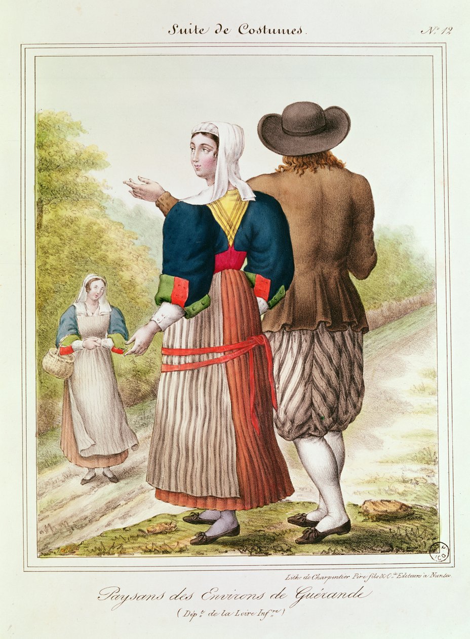 الفلاحون من Guerande ، من Les Costumes Bretons de Charpentier بواسطة المدرسة الفرنسية