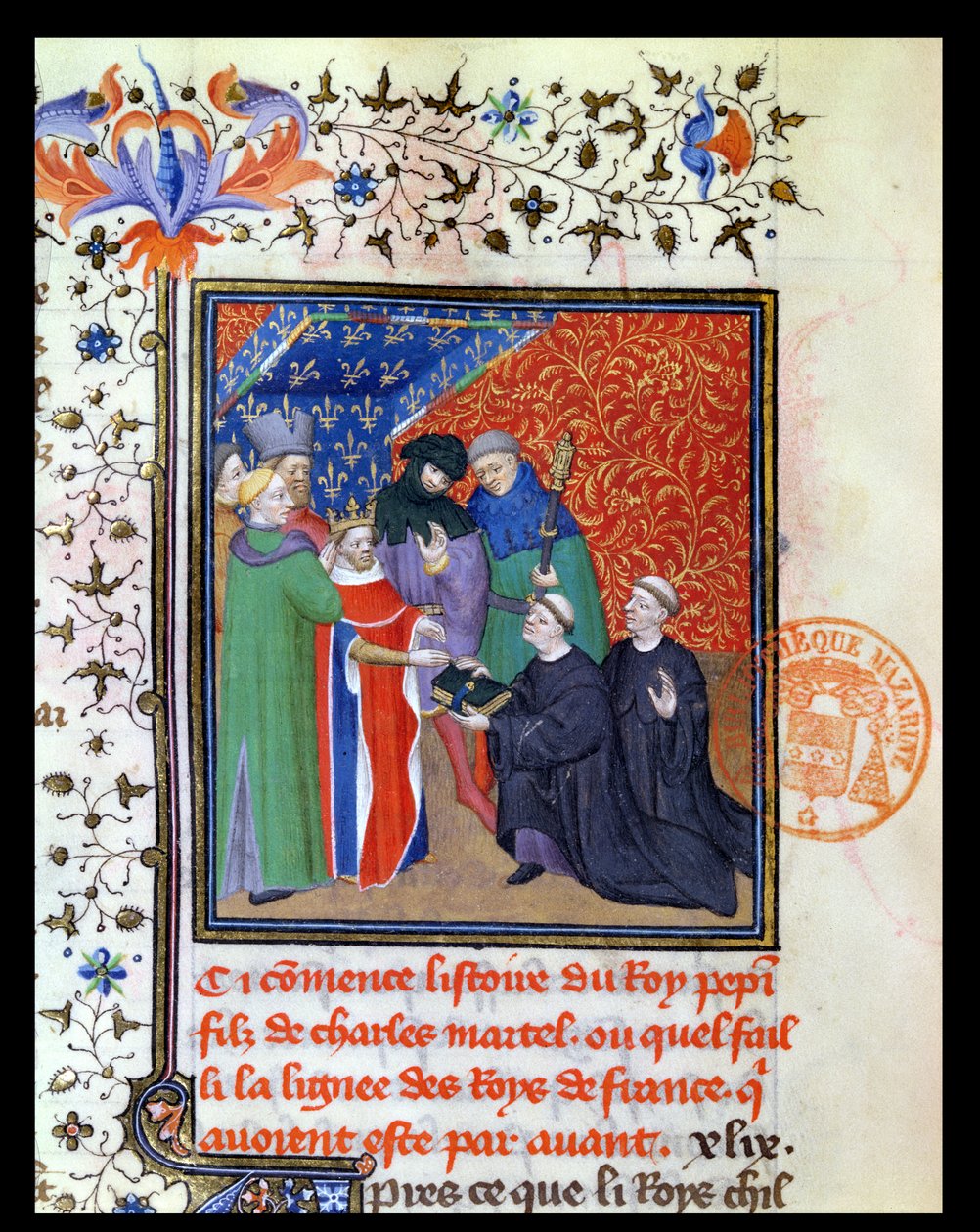 Pepin the Short (c.715-68) ملك الفرنجة بواسطة المدرسة الفرنسية
