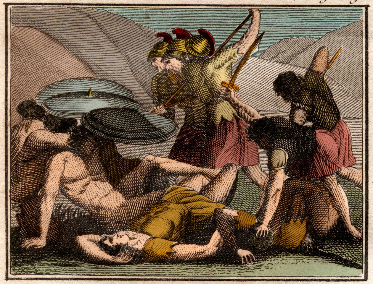 معركة الحروب الفارسية Thermopylae 480 قبل الميلاد. يسقط الملك الإسبرطي ليونيداس ورجاله في المعركة. بواسطة المدرسة الفرنسية