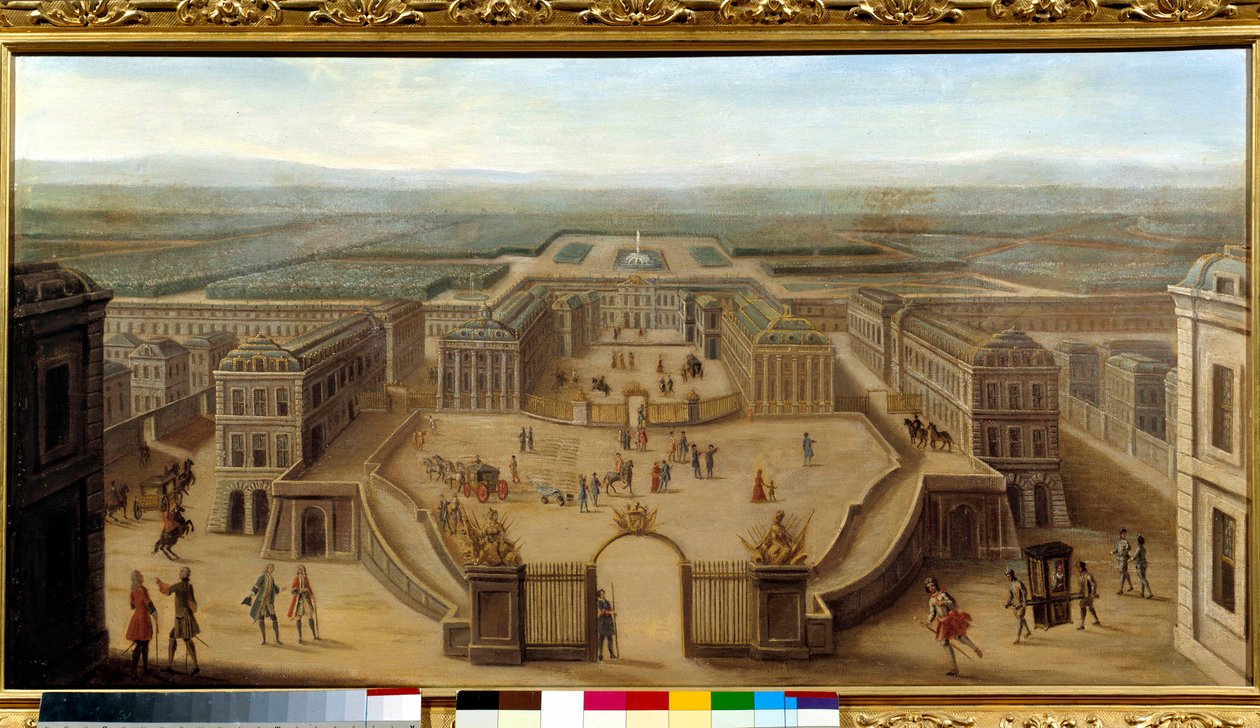 Perspective view of the castle of Versailles taken from the Place d
