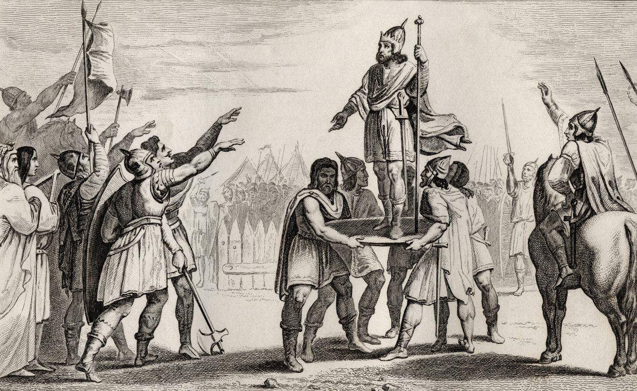 فراموند ، ملك فرنسا الأسطوري ، من "هيستوار دي فرانس" بقلم كولارت ، نُشر عام 1840 بواسطة المدرسة الفرنسية