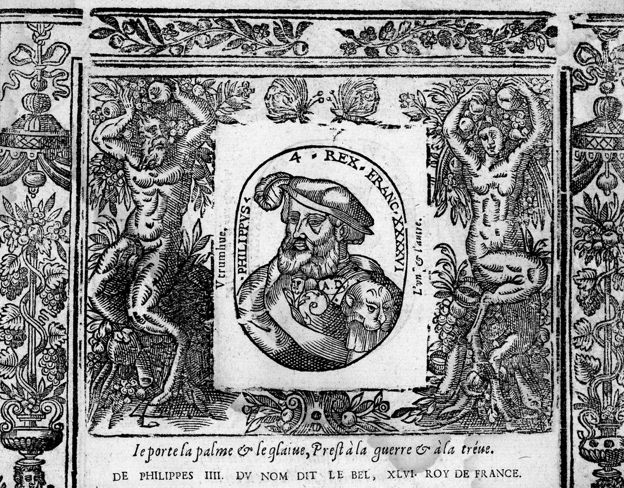 Philip IV, the Bel, portrait engraved in medallion بواسطة المدرسة الفرنسية