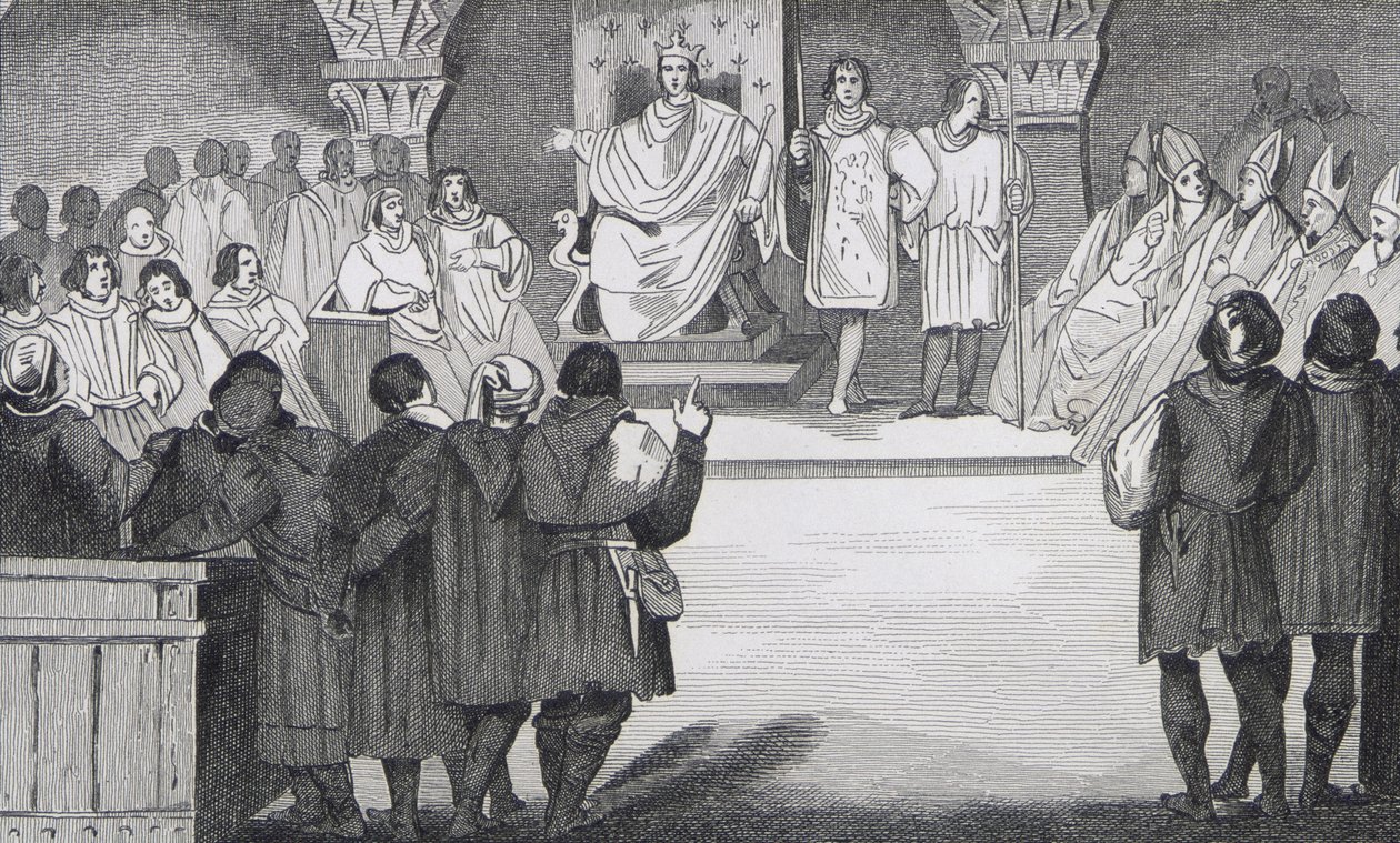 فيليب الرابع (1268-1314) le Bel يعيد توحيد الولايات العامة في متحف اللوفر ، من `` Histoire de France &39;&39; بواسطة Colart ، تم نشره عام 1840 بواسطة المدرسة الفرنسية