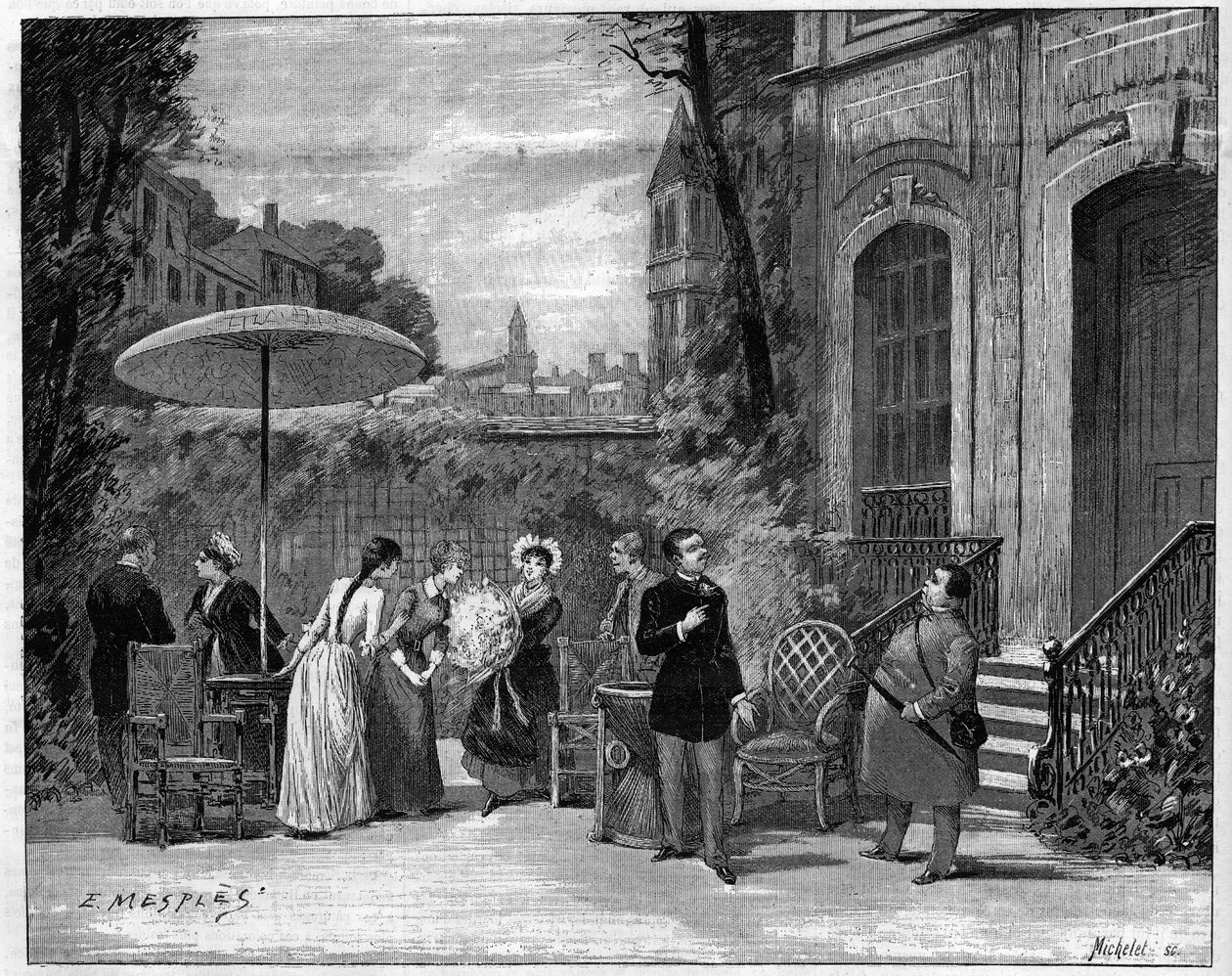 قطعة من المسرح: ممثلو الكوميديون الفرنسيون في فيلم "Un parisien" للمخرج إدموند جوندينت (1828-1888) بواسطة المدرسة الفرنسية