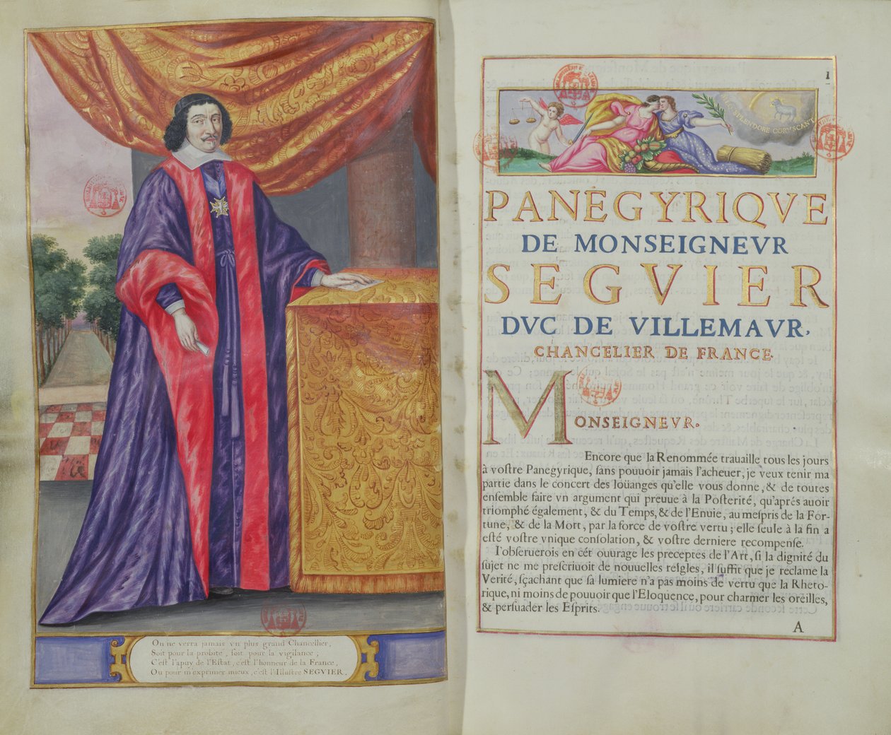 بيير سيغير (1588-1672) مستشار فرنسا ، رسم من Les Panegyriques des Hommes Illustres de Notre Siecle بواسطة بوجيه دي لا سير ، 1655 بواسطة المدرسة الفرنسية