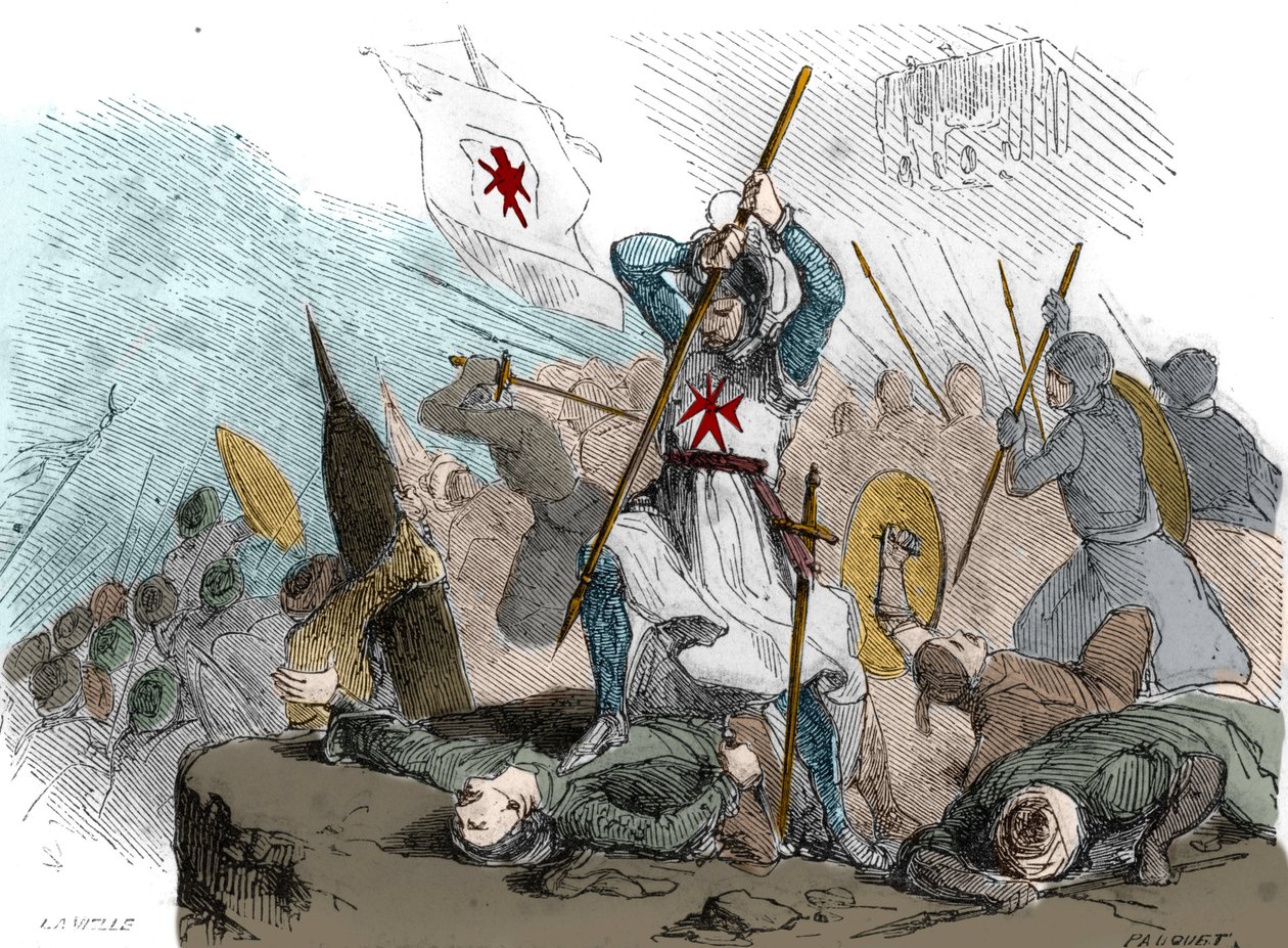 بيير دوبسون (1423-1503) سيد كبير من رتبة القديس يوحنا القدس ، دافعًا عن رودس ضد السلطان محمد الثاني بواسطة المدرسة الفرنسية