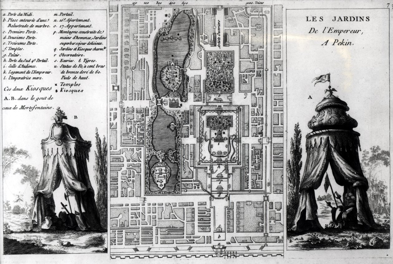 مخطط حدائق إمبراطور بكين ، من Jardins Anglo-Chinois a la Mode ، بقلم جورج لويس لو روج ، تم نشره عام 177-78 بواسطة المدرسة الفرنسية