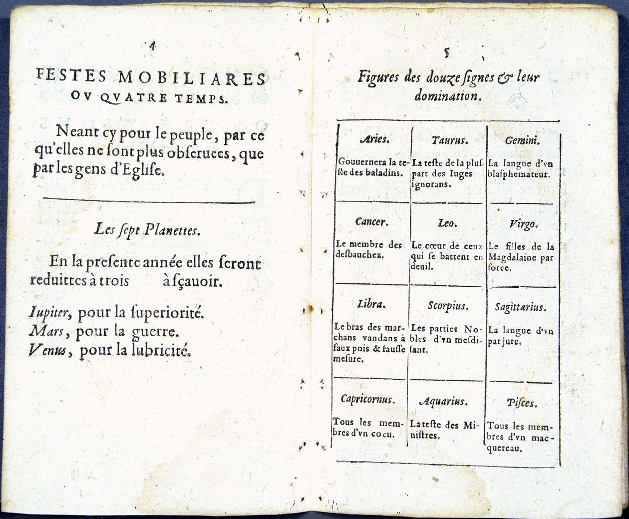 تعامل الكواكب والعلامات الفلكية بروح الدعابة - في "Almanach pour le temps passe" ، بقلم جان غيران بواسطة المدرسة الفرنسية