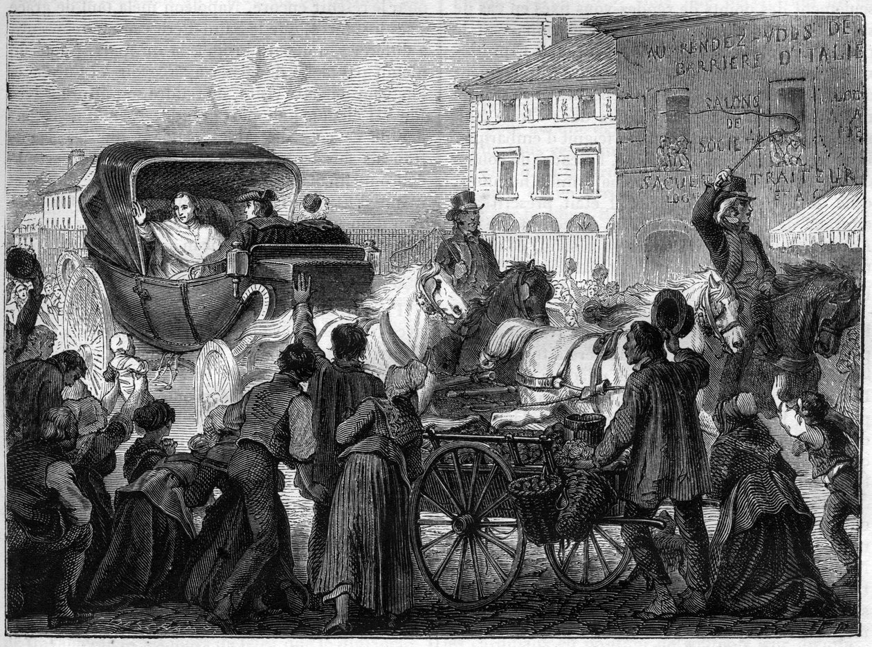 غادر البابا بيوس السابع (بيو بيوس) (1742-1823) باريس في 4 أبريل بواسطة المدرسة الفرنسية