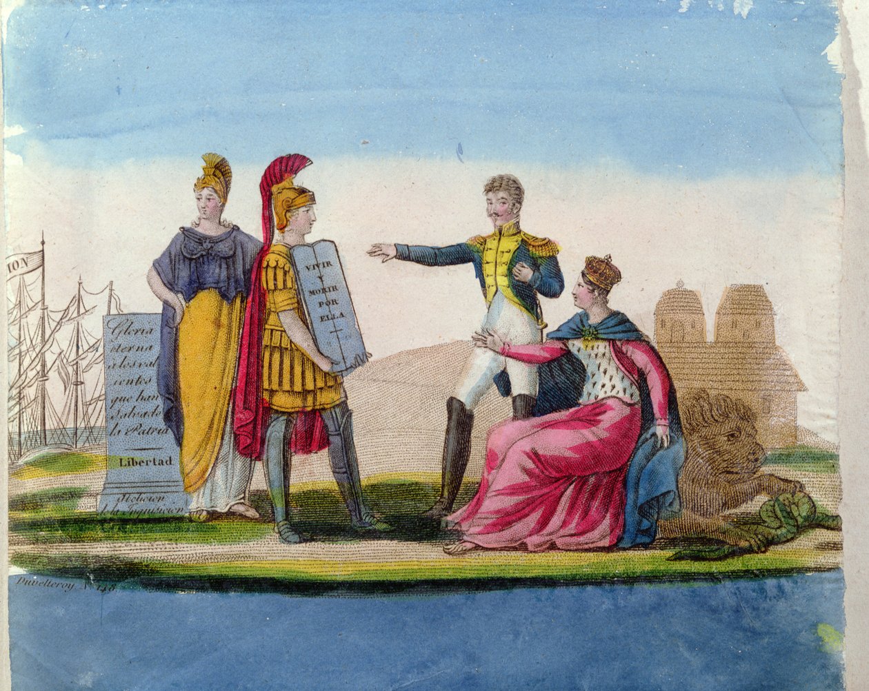 صور شعبية في مدح بوليفار ، 1820-30 (نقش الألوان) بواسطة المدرسة الفرنسية