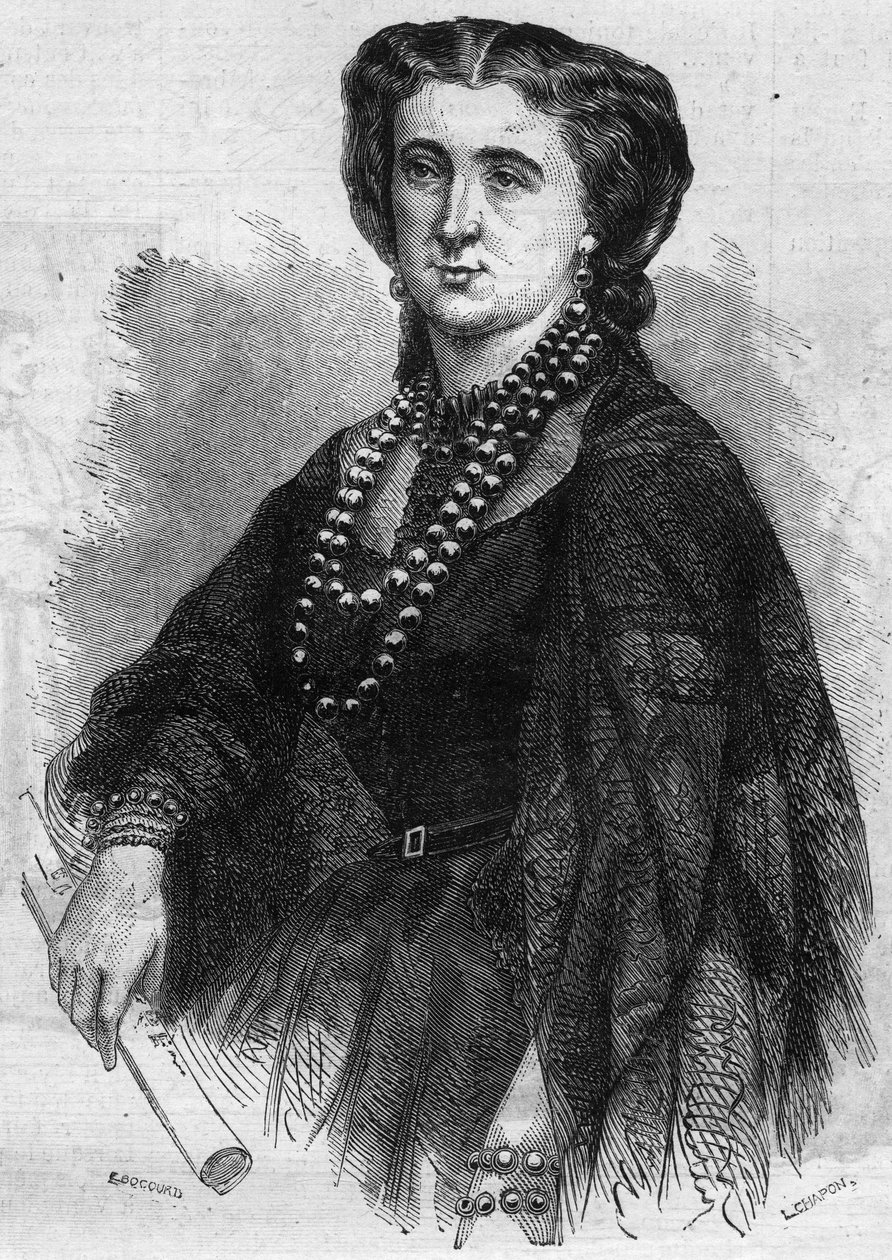 صورة آنا دي لا جرانج (لاجرانج) (1824-1909) ، مغنية فرنسية. نقش في "Le Monde Illustre" رقم 341 بتاريخ 24 أكتوبر 1863. بواسطة المدرسة الفرنسية