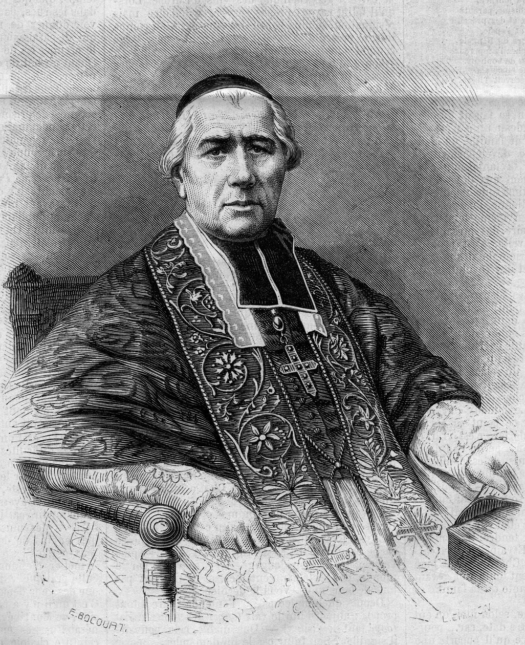 صورة لفرنسوا نيكولاس مادلين مورلو (1795-1862) ، رئيس أساقفة باريس. نقش في "Le Monde Illustre" رقم 299 بتاريخ 3 يناير 1863. بواسطة المدرسة الفرنسية