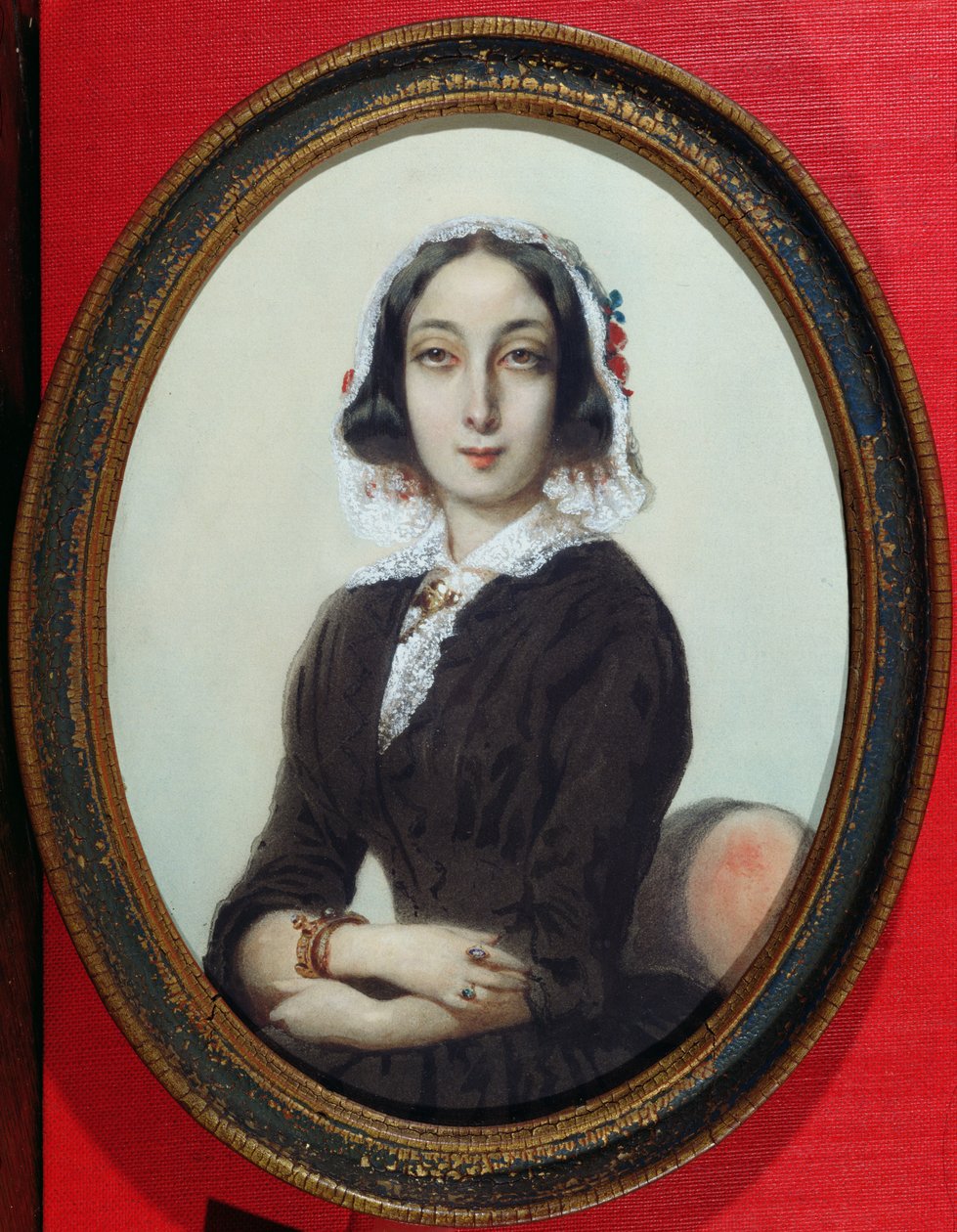 صورة مصغرة لجورج ساند (1804-76) ج .1840 بواسطة المدرسة الفرنسية