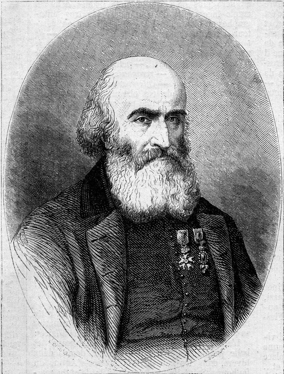 صورة لأبي فرانسوا بورجاد (1806-1866) ، شامونييه في كنيسة القديس لويس في قرطاج (تونس). نقش في "" Le Monde Illustré "" رقم 251 بتاريخ 1 فبراير 1862. بواسطة المدرسة الفرنسية