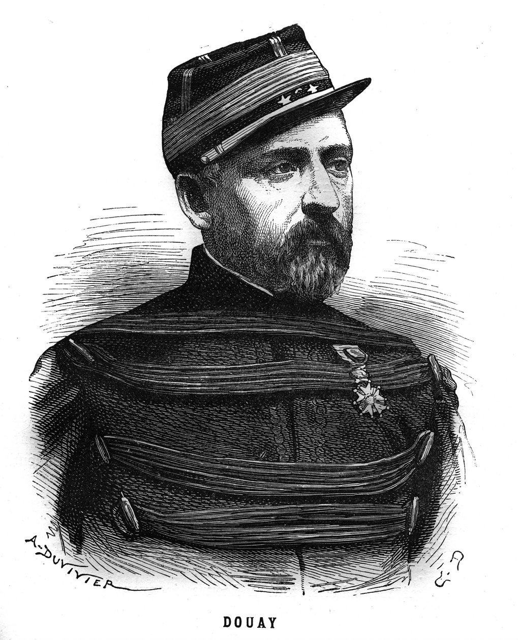 صورة لأبل الدوي (1809-1870) جنرال فرنسي. نقش في "Les Illustrations De L'armee Francaise de 1789 a 1880" بواسطة المدرسة الفرنسية
