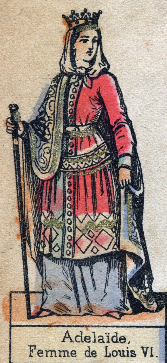صورة أديل دي سافوي (أليكس أو أديلايد دي موريان) (حوالي 1100-1154) ، زوجة لويس السادس ملك فرنسا. (سلالة الكابيتية). التوضيح أواخر القرن التاسع عشر. بواسطة المدرسة الفرنسية