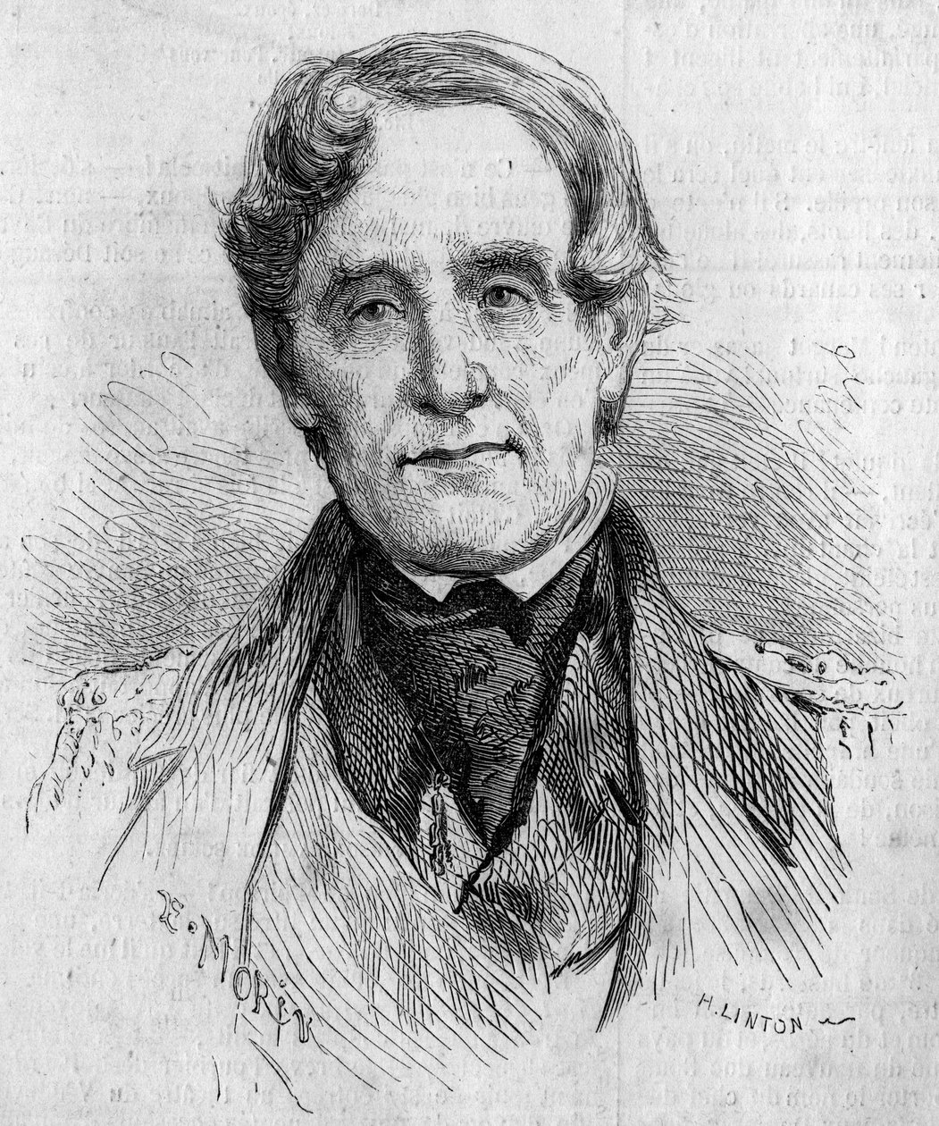 صورة للأدميرال إدموند ليونز (1790-1858) ، قائد البحرية البريطانية أثناء حرب القرم (1853-1856). نقش مورين في "" Le Monde Illustré "" رقم 85 بتاريخ 4 ديسمبر 1858. بواسطة المدرسة الفرنسية