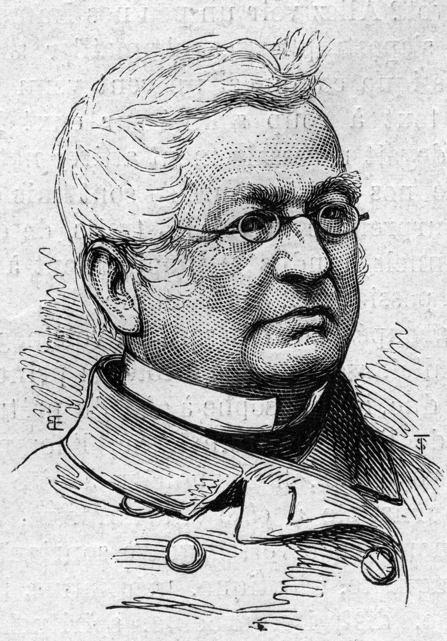 صورة لأدولف تيير (1797-1877) ، سياسي فرنسي ، مؤرخ وأكاديمي. نقش في "" Le Monde Illustré "" رقم 883 بتاريخ 14 مارس 1874. بواسطة المدرسة الفرنسية
