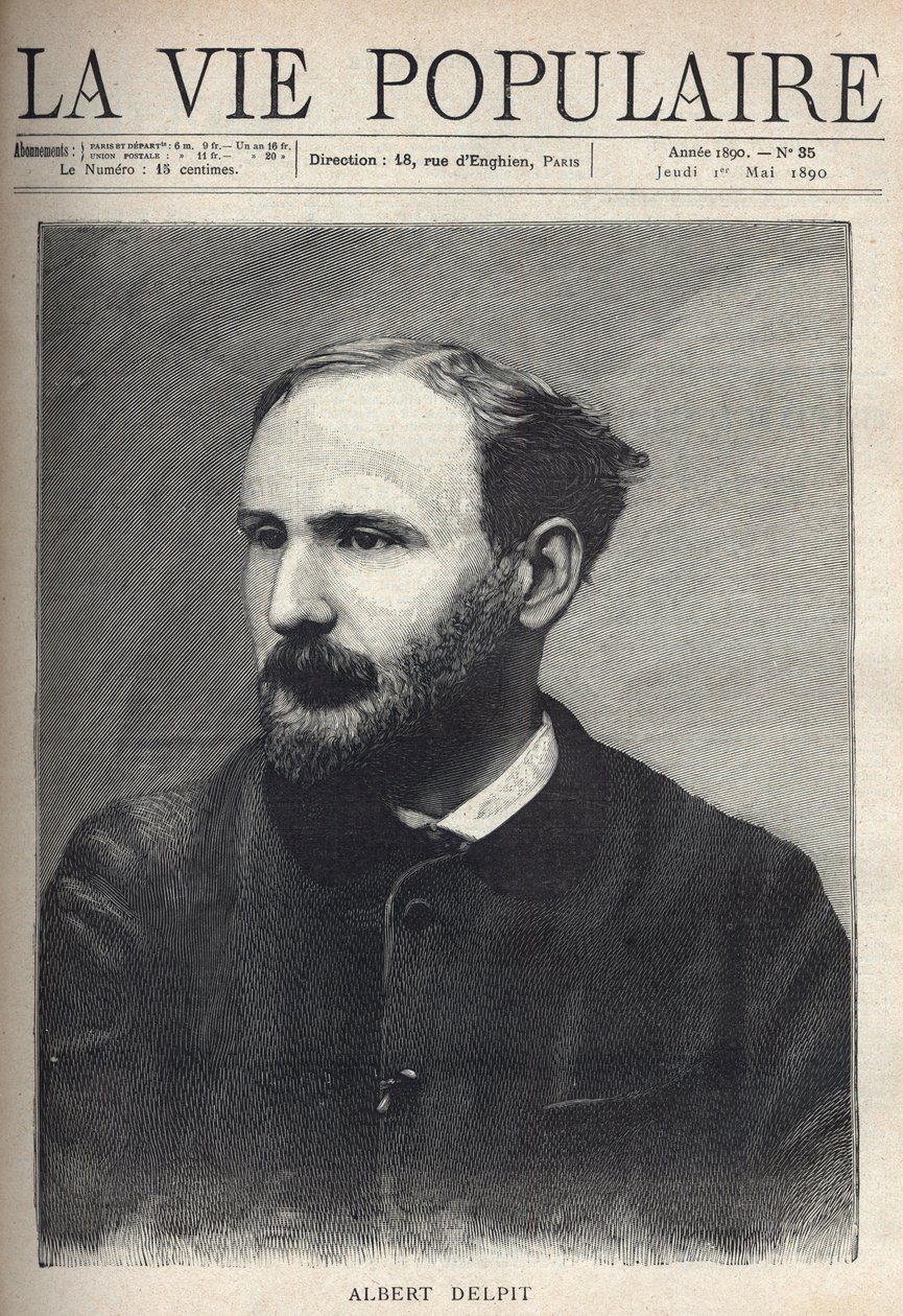 صورة ألبرت ديلبيت (1849-1893) ، روائي وكاتب مسرحي. نقش في "La vie populaire" " بواسطة المدرسة الفرنسية