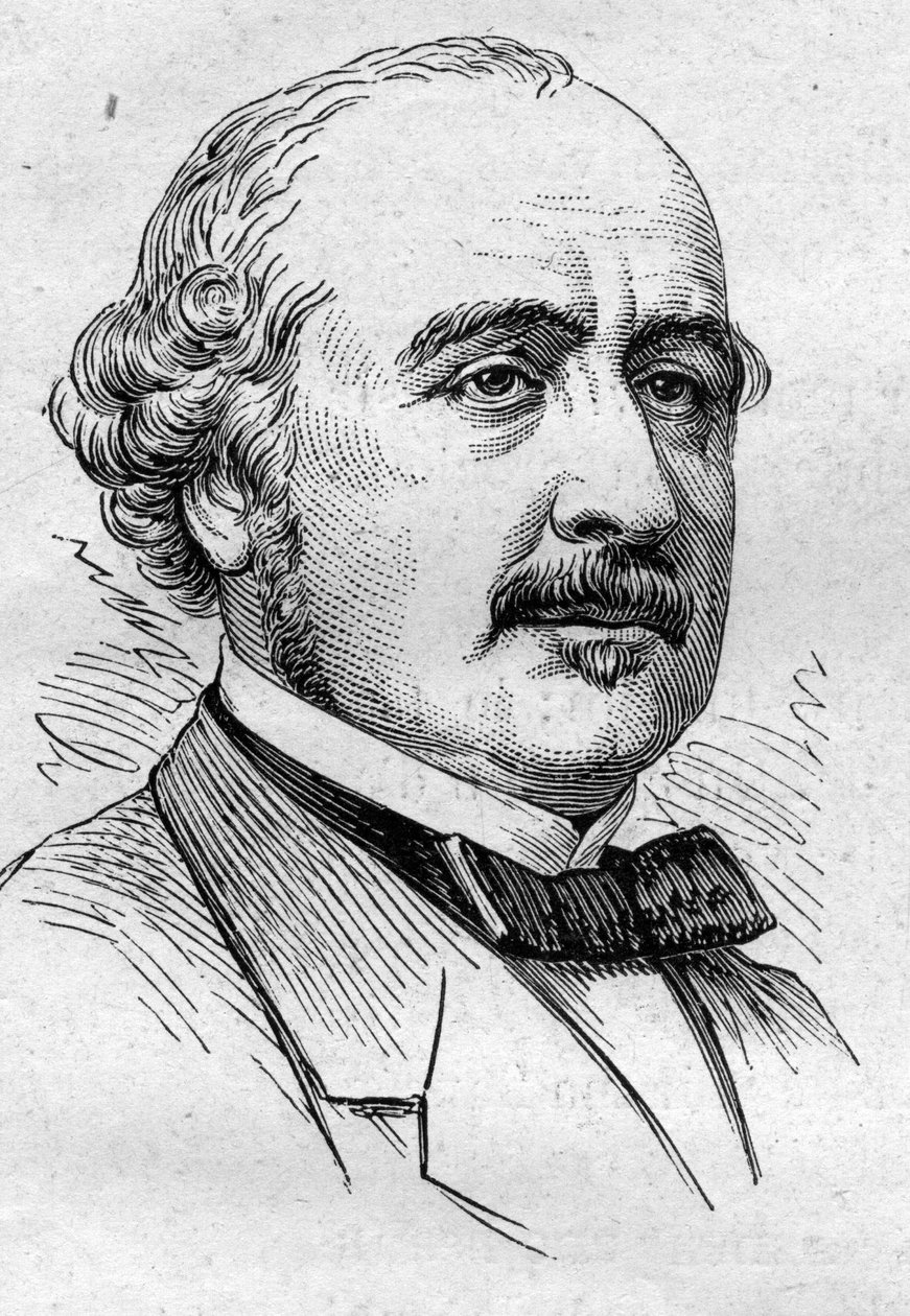صورة ألبرت دي بروجلي (1821-1901) ، سياسي فرنسي ، دبلوماسي ، مؤرخ ، كاتب مقالات وأكاديمي. نقش في "" Le Monde Illustré "" رقم 883 بتاريخ 14 مارس 1874. بواسطة المدرسة الفرنسية