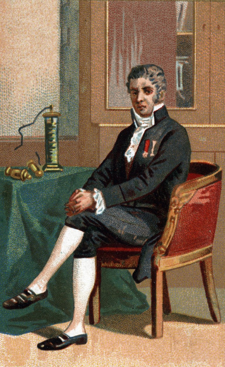 صورة لأليساندرو (ألكسندر) فولتا (1745-1827) فيزيائي إيطالي. بواسطة المدرسة الفرنسية