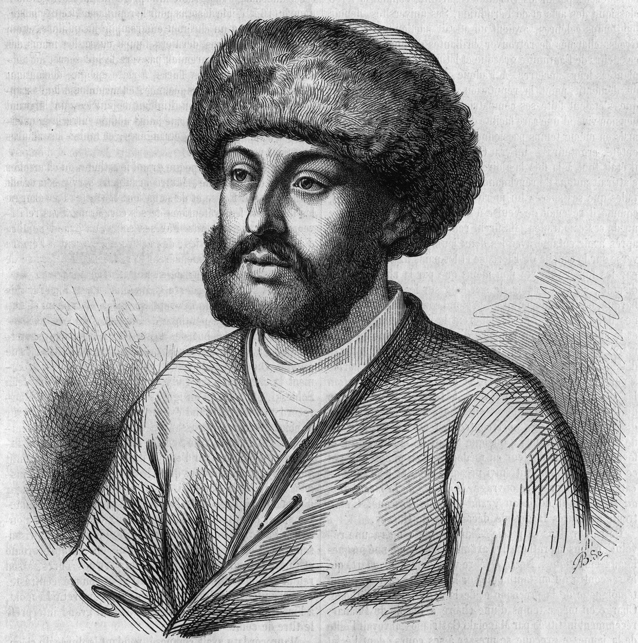 صورة ألكسندر موروكورداتو (مافروكورداتوس) (1636-1709) ، سياسي يوناني ، دروغمان (مترجم) للحكومة العثمانية. نقش شيفينارد في "" Le Magasin Picturesque "" بواسطة المدرسة الفرنسية