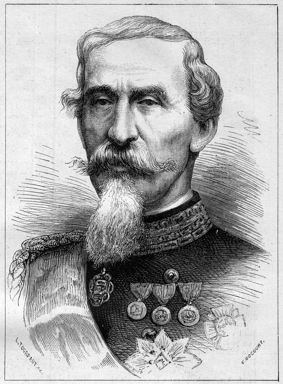صورة لألفونسو فيريرو دي لا مارمورا (لامارمورا) (1804-1878) عام وسياسي إيطالي. نقش في "" Le Monde Illustré "" رقم 1085 بتاريخ 19 يناير 1878. بواسطة المدرسة الفرنسية