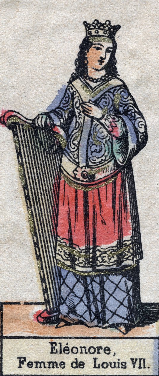 صورة ألينور أكيتين (إليونور دي جوين) (حوالي 1123-1204) ، زوجة لويس السابع ملك فرنسا. (سلالة الكابيتية). التوضيح أواخر القرن التاسع عشر. بواسطة المدرسة الفرنسية