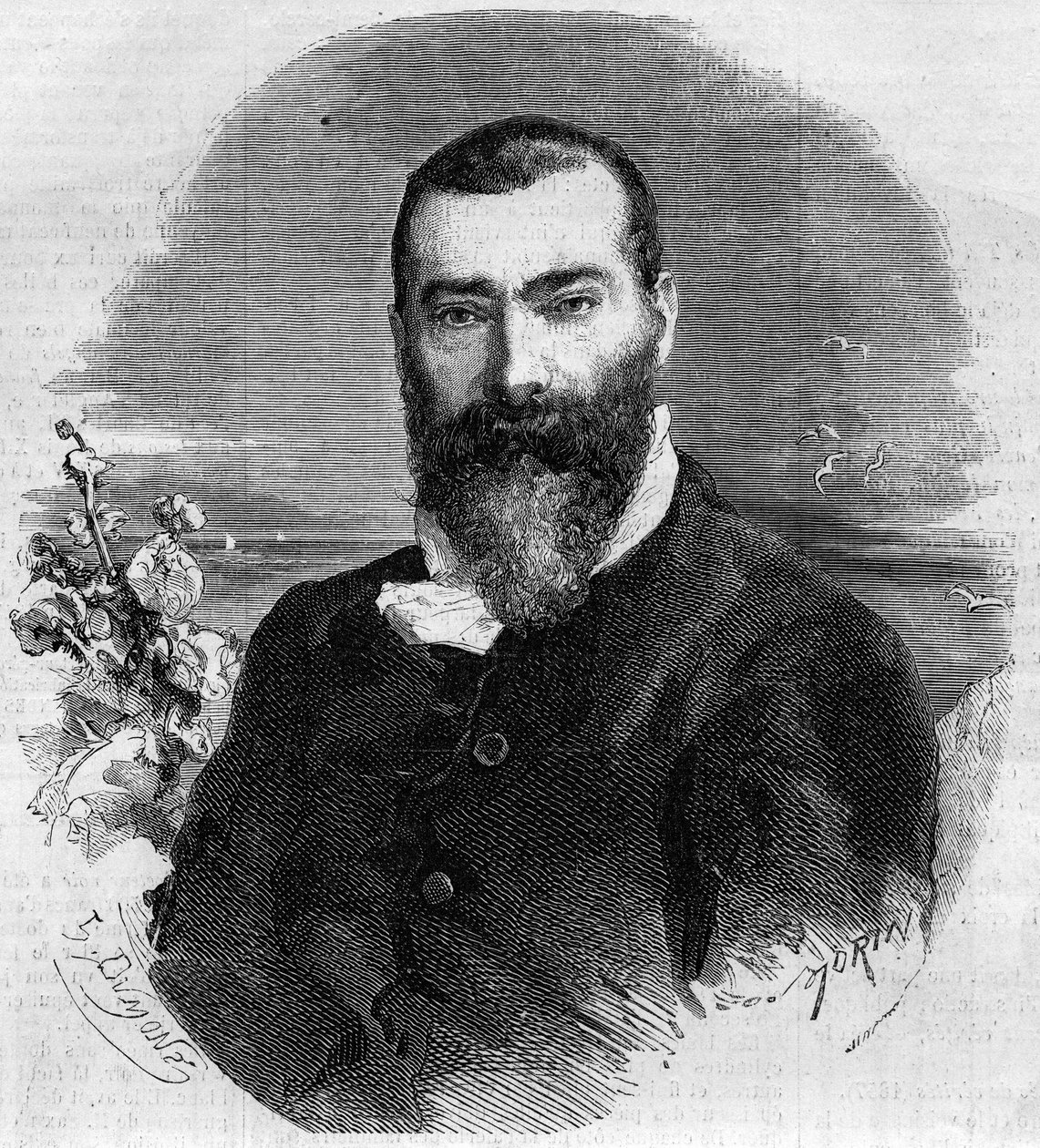 صورة لألفونس كار (1808-1898) ، الروائي والكاتب المسرحي الفرنسي. نقش في "" Le Monde Illustré "" رقم 145 بتاريخ 21 يناير 1860. بواسطة المدرسة الفرنسية