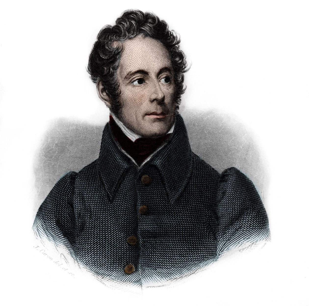 صورة لألفونس دي لامارتين (1791-1869) ، كاتب وشاعر وسياسي فرنسي. في "" كتاب المتحدثين "للويس دي كورمينين تيمون. 1842. مجموعة خاصة. بواسطة المدرسة الفرنسية