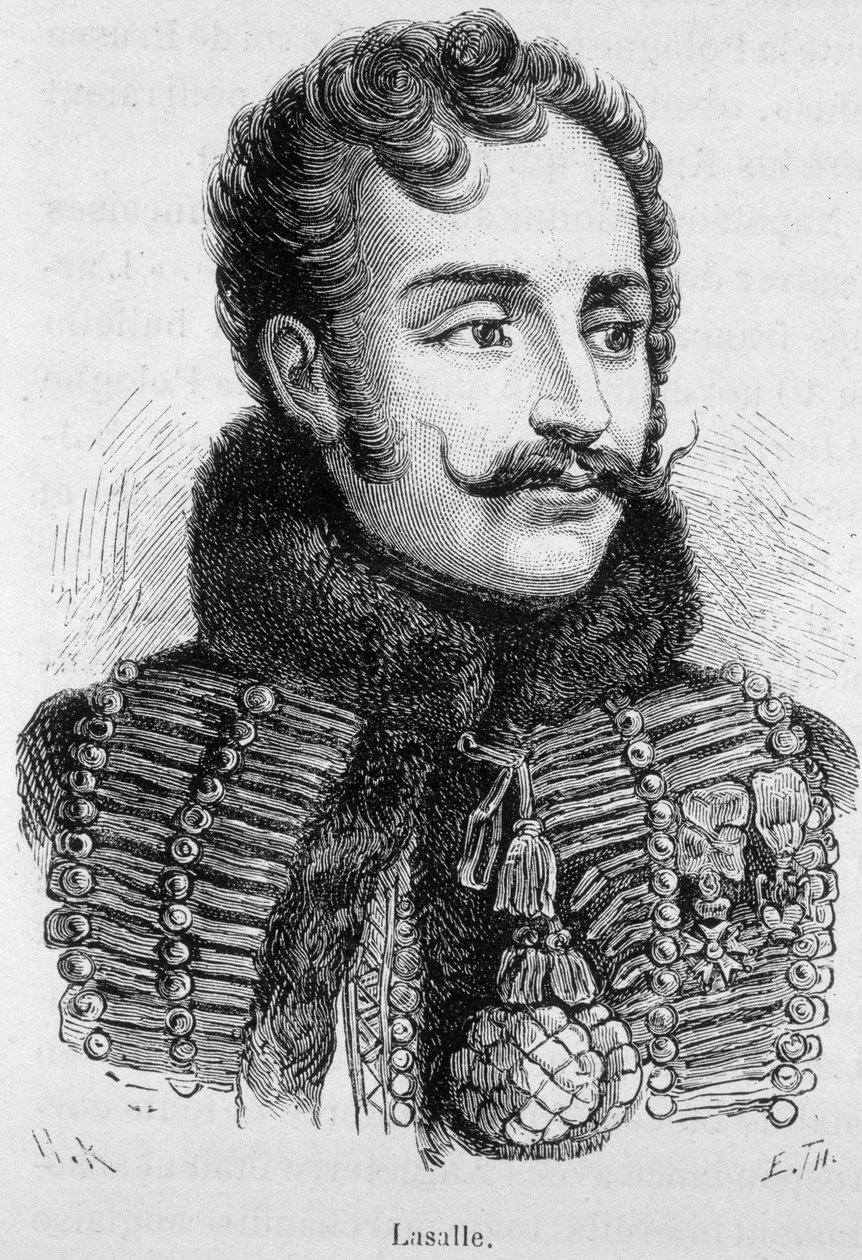 صورة أنطوان تشارلز لويس ، كونت لاسال ، الجنرال الفرنسي (1777 - 1809) ، الذي قُتل في معركة واغرام - في فيلم "L
